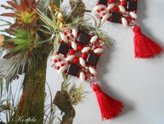 Náušnice fialové s černou (96/18)