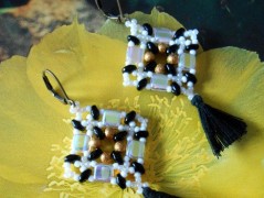 Náušnice fialové s černou (96/18)