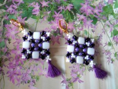 Náušnice fialové s černou (96/18)