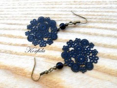 Náušnice fialové s černou (96/18)