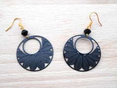 Náušnice fialové s černou (96/18)