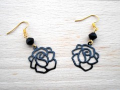 Náušnice fialové s černou (96/18)