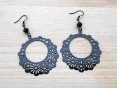 Náušnice fialové s černou (96/18)