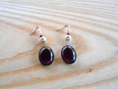 Náušnice fialové s černou (96/18)
