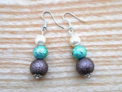 Náušnice fialové s černou (96/18)