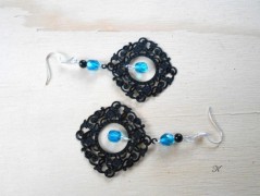 Náušnice fialové s černou (96/18)