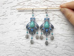 Náušnice fialové s černou (96/18)