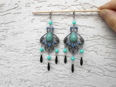 Náušnice fialové s černou (96/18)