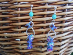 Náušnice fialové s černou (96/18)