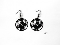 Náušnice fialové s černou (96/18)