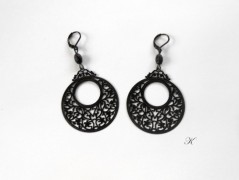 Náušnice fialové s černou (96/18)