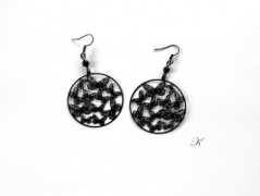 Náušnice fialové s černou (96/18)