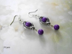 Náušnice fialové s černou (96/18)