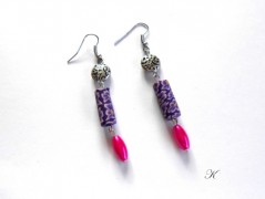 Náušnice fialové s černou (96/18)