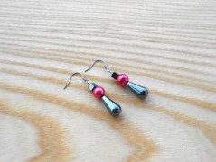 Náušnice fialové s černou (96/18)