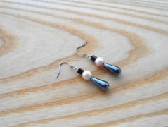 Náušnice fialové s černou (96/18)