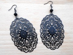 Náušnice fialové s černou (96/18)