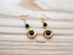 Náušnice fialové s černou (96/18)