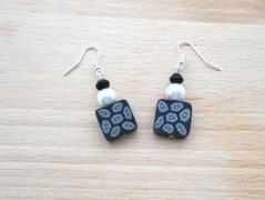 Náušnice fialové s černou (96/18)