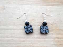 Náušnice fialové s černou (96/18)