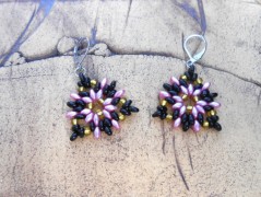 Náušnice fialové s černou (96/18)