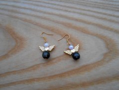 Náušnice fialové s černou (96/18)