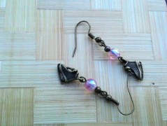 Náušnice fialové s černou (96/18)