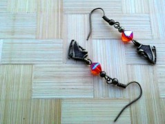 Náušnice fialové s černou (96/18)