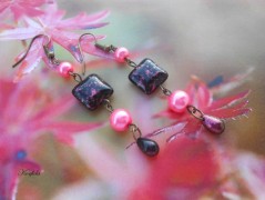 Náušnice fialové s černou (96/18)