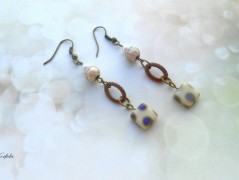 Náušnice fialové s černou (96/18)