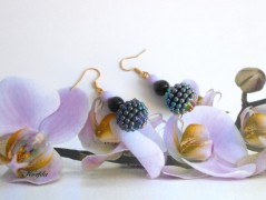 Náušnice fialové s černou (96/18)