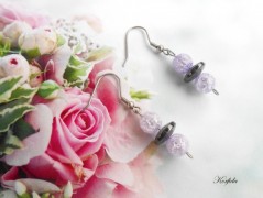 Náušnice fialové s černou (96/18)