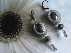 Náušnice fialové s černou (96/18)