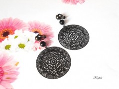 Náušnice fialové s černou (96/18)