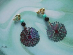 Náušnice fialové s černou (96/18)