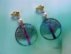 Náušnice fialové s černou (96/18)