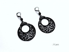 Náušnice fialové s černou (96/18)