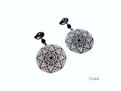 Náušnice fialové s černou (96/18)