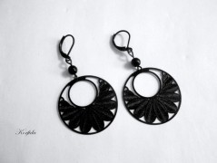 Náušnice fialové s černou (96/18)