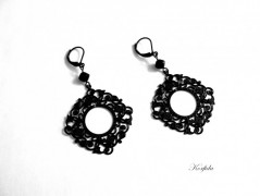 Náušnice fialové s černou (96/18)