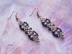 Náušnice fialové s černou (96/18)