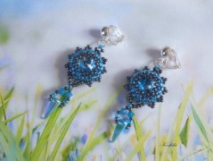 Náušnice fialové s černou (96/18)