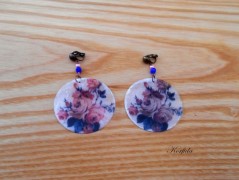 Náušnice fialové s černou (96/18)