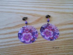 Náušnice fialové s černou (96/18)