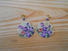 Náušnice fialové s černou (96/18)