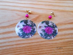 Náušnice fialové s černou (96/18)