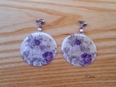 Náušnice fialové s černou (96/18)