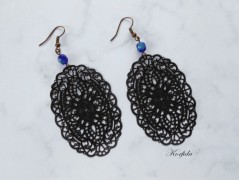 Náušnice fialové s černou (96/18)