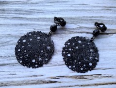 Náušnice fialové s černou (96/18)