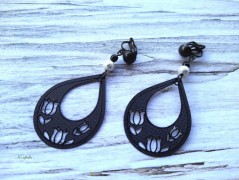 Náušnice fialové s černou (96/18)